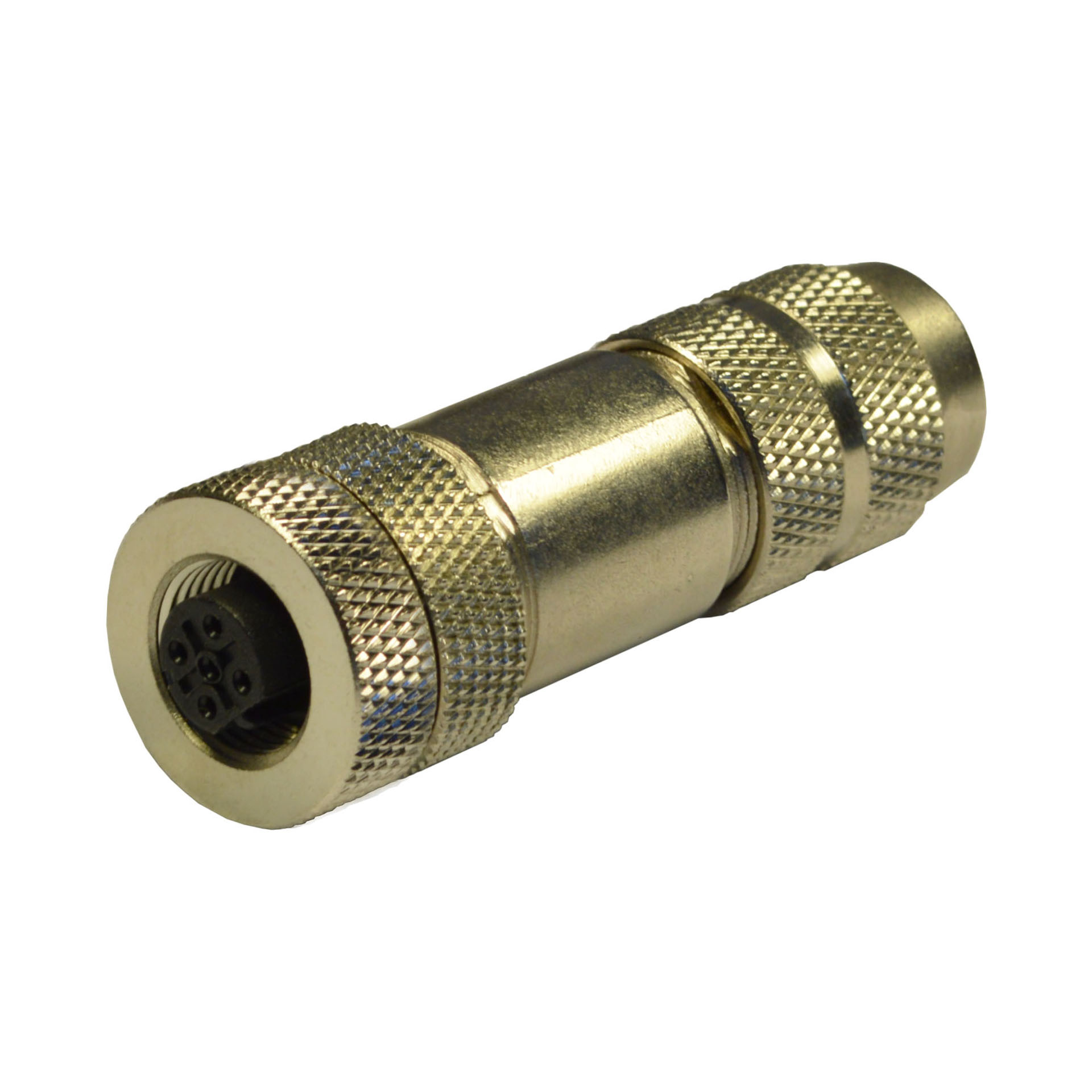M12 female field attachable 180° 4 poles in metal D-CODED